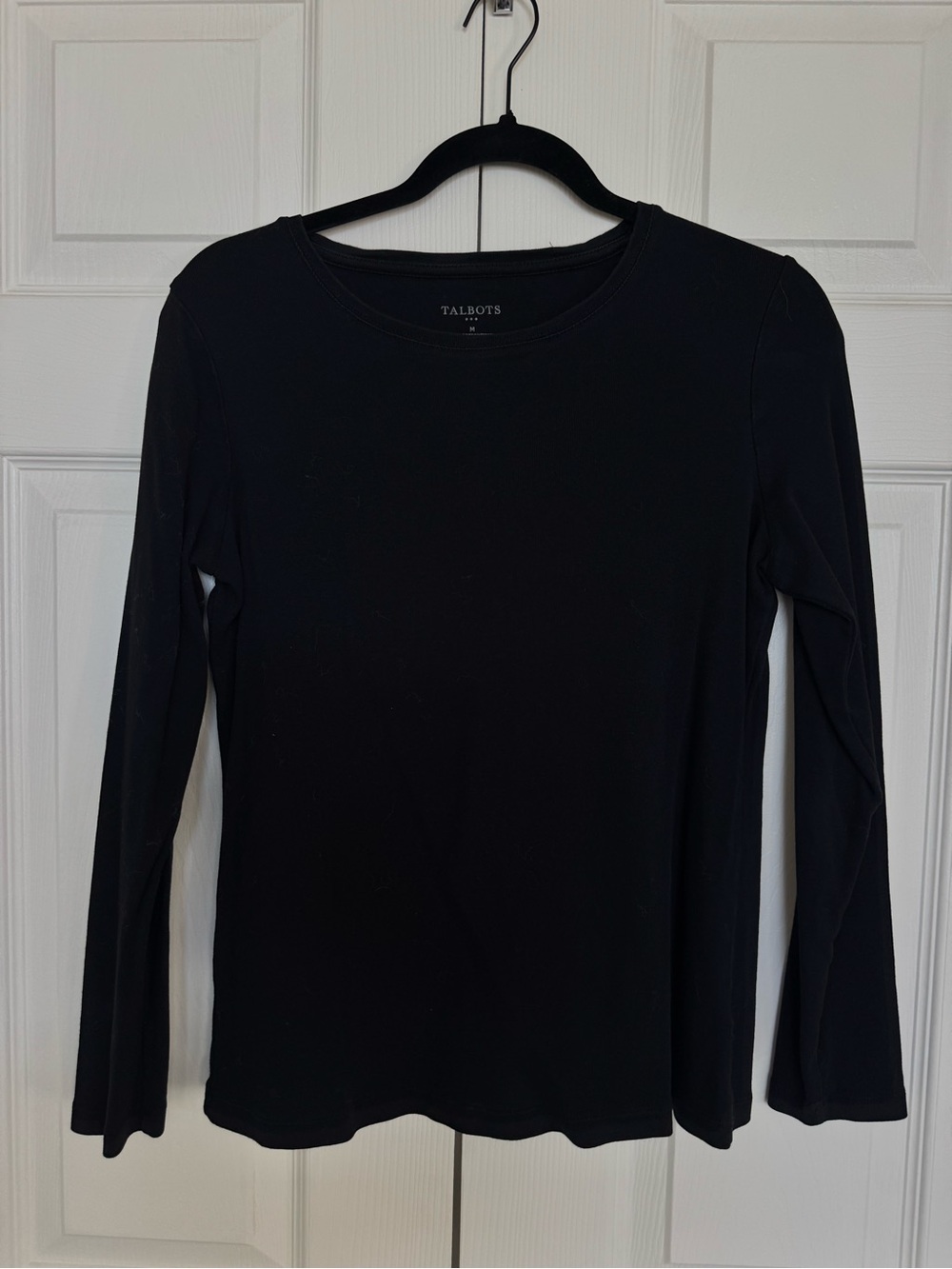 Talbots Black Long Sleeve Crewneck Tee Top